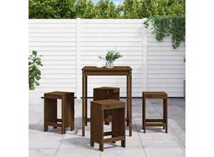 8720845804596 - Vidaxl - 5-tlg Gartenbar-SetGartenmöbel-Set Honigbraun Massivholz Kiefer