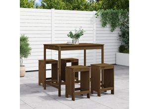 8720845804657 - Vidaxl - 5-tlg Gartenbar-SetGartenmöbel-Set Honigbraun Massivholz Kiefer