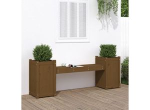 8720845809225 - Bonnevie - GartenbankParkbank mit Pflanzkübeln Honigbraun 180x36x63 cm Massivholz vidaXL