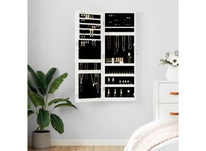 8720845811235 - Bonnevie - Schmuckschrank mit Spiegel Wandmontage Weiß 375x10x106 cm vidaXL818942