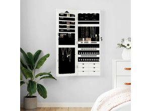 8720845811327 - Bonnevie - Schmuckschrank mit Spiegel Wandmontage Weiß 375x10x106 cm vidaXL257914