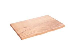 8720845813680 - Vidaxl - Wandregal Hellbraun 60x40x2 cm Massivholz Eiche Behandelt Braun