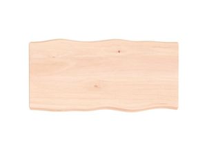 8720845815950 - Bonnevie - TischplatteSchreibtischplatte 80x40x6 cm Massivholz Eiche Unbehandelt Baumkante vidaXL