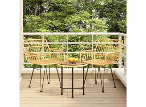 8720845818142 - 3-tlg Garten-Essgruppe，Gartenmöbel Set Poly Rattan vidaXL