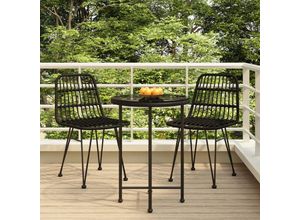 8720845818210 - Bonnevie - 3-tlg Garten-EssgruppeGartenmöbel Set Schwarz Poly Rattan vidaXL