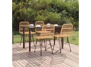 8720845818746 - 5-tlg Garten-Essgruppe，Gartenmöbel Set Poly Rattan vidaXL