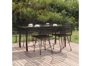 8720845818821 - Bonnevie - 5-tlg Garten-EssgruppeGartenmöbel SetGartenmöbel Set Schwarz Poly Rattan vidaXL