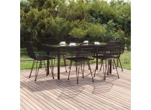 8720845818838 - Bonnevie - 7-tlg Garten-EssgruppeGartenmöbel Set Schwarz Poly Rattan vidaXL