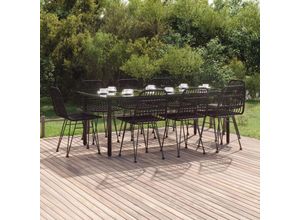 8720845818852 - Bonnevie - 9-tlg Garten-EssgruppeGartenmöbel Set Schwarz Poly Rattan vidaXL