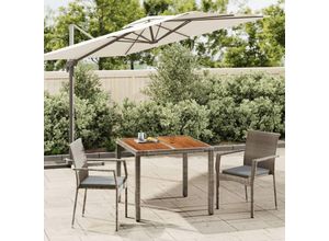 8720845819286 - Bonnevie - 3-tlg Garten-EssgruppeGartenmöbel Set mit Kissen Grau Poly Rattan vidaXL