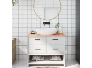 8720845833039 - WaschtischplatteWaschtischkonsole Hellbraun 100x40x2 cm Massivholz Behandelt vidaXL