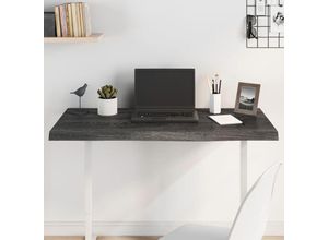 8720845836078 - Bonnevie - TischplatteSchreibtischplatte Dunkelgrau 100x60x4 cm Massivholz Eiche Behandelt vidaXL