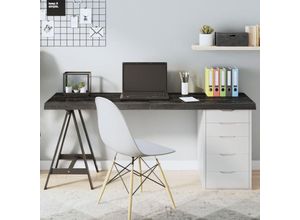 8720845836221 - Bonnevie - TischplatteSchreibtischplatte Dunkelgrau 160x40x6 cm Massivholz Eiche Behandelt vidaXL