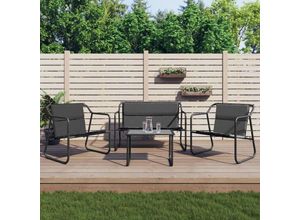 8720845850654 - Bonnevie - 4-tlg Garten-Lounge-SetGartenmöbel-Set mit Kissen Anthrazit Stahl vidaXL