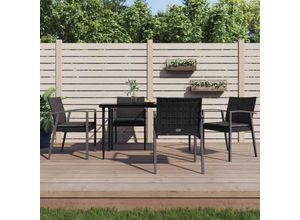 8720845857486 - Bonnevie - Gartenstühle mit Kissen 4 Stk Gartensessel Schwarz 565x57x83cm Poly Rattan vidaXL