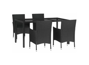 8720845858544 - Vidaxl - 5-tlg Garten-Essgruppe mit Kissen Schwarz Poly Rattan Schwarz