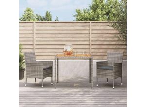 8720845859329 - Bonnevie - 3-tlg Garten-EssgruppeGartenmöbel Set mit Kissen Grau Poly Rattan vidaXL