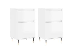 8720845873646 - Jinlefu - Sideboards 2 Stk Hochglanz-Weiß 40x35x70 cm Holzwerkstoff vidaXL - Weiß