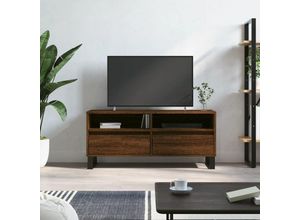 8720845874780 - Bonnevie - TV-SchrankTV-Möbel Braun Eichen-Optik 100x345x445 cm Holzwerkstoff vidaXL