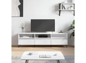 8720845875213 - Bonnevie - TV-SchrankTV-Möbel Hochglanz-Weiß 150x30x445 cm Holzwerkstoff vidaXL