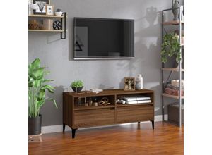 8720845878146 - Bonnevie - TV-SchrankTV-Möbel Braun Eichen-Optik 100x345x445 cm Holzwerkstoff vidaXL