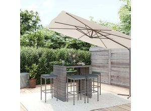 8720845880033 - Bonnevie - 7-tlg Gartenbar-SetGartenmöbel Set mit Kissen Grau Poly Rattan vidaXL