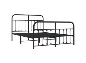 8720845881382 - Bettgestell mit Kopf- und Fußteil Metall Schwarz 135x190 cm vidaXL