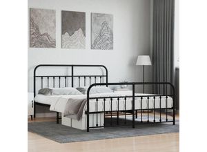 8720845881436 - Bonnevie - BettgestellSchlafzimmerbett mit Kopf- und Fußteil Metall Schwarz 180x200 cm vidaXL