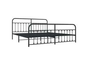 8720845881450 - Bettgestell mit Kopf- und Fußteil Metall Schwarz 193x203 cm Vidaxl Schwarz