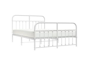 8720845881900 - BettgestellSchlafzimmerbett mit Kopf- und Fußteil Metall Weiß 150x200 cm vidaXL