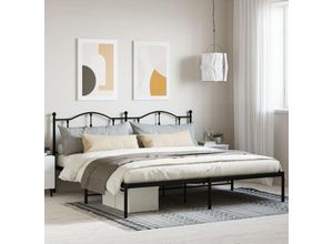 8720845882266 - Jinlefu - BettgestellSchlafzimmerbett mit Kopfteil Metall Schwarz 200x200 cm vidaXL