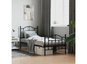 8720845882297 - Jinlefu - BettgestellSchlafzimmerbett mit Kopf- und Fußteil Metall Schwarz 90x190 cm vidaXL