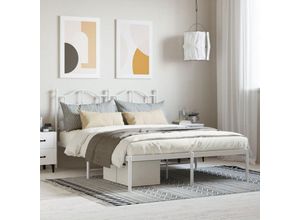 8720845882693 - Bonnevie - BettgestellSchlafzimmerbett mit Kopfteil Metall Weiß 140x200 cm vidaXL