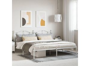 8720845882754 - Jinlefu - BettgestellSchlafzimmerbett mit Kopfteil Metall Weiß 200x200 cm vidaXL