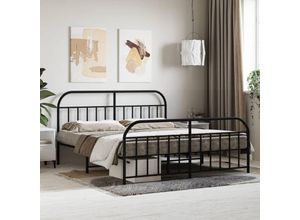 8720845884383 - Bonnevie - BettgestellSchlafzimmerbett mit Kopf- und Fußteil Metall Schwarz 183x213 cm vidaXL