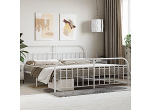 8720845884888 - Bonnevie - BettgestellSchlafzimmerbett mit Kopf- und Fußteil Metall Weiß 193x203 cm vidaXL