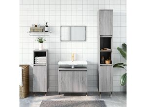 8720845886042 - Bonnevie - 3-tlg Badmöbel-SetBadezimmermöbel Grau Sonoma Holzwerkstoff vidaXL