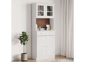 8720845886400 - Bonnevie - HighboardKommode alta Weiß 77x35x188 cm Massivholz Kiefer vidaXL