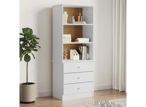 8720845886844 - Bonnevie - BücherregalStandregal mit Schubladen alta Weiß 60x35x142 cm Kiefernholz vidaXL