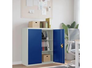 8720845889647 - Bonnevie - Aktenschrank Hellgrau und Blau 90x40x105 cm Stahl vidaXL945346