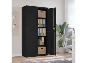 8720845889760 - Bonnevie - Aktenschrank Schwarz 90x40x180 cm Stahl vidaXL631632