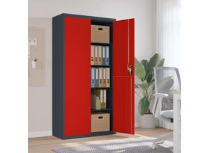 8720845889791 - Bonnevie - Aktenschrank Anthrazit und Rot 90x40x180 cm Stahl vidaXL274992