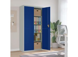 8720845889807 - Bonnevie - Aktenschrank Hellgrau und Blau 90x40x180 cm Stahl vidaXL923911