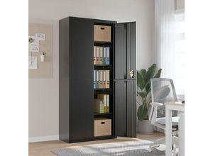 8720845889845 - Aktenschrank Schwarz 90x40x200 cm Stahl vidaXL - Schwarz