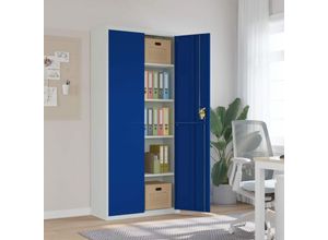 8720845889883 - Aktenschrank Hellgrau und Blau 90x40x200 cm Stahl vidaXL - Grau