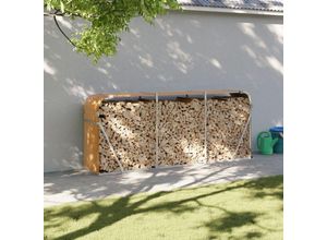 8720845897307 - Bonnevie - Kaminholzunterstand Hellbraun 234x45x100 cm Verzinkter Stahl vidaXL544478