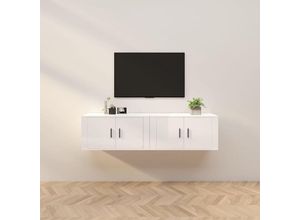 8720845898366 - Bonnevie - TV-Wandschränke 2 Stk TV-Schrank Hochglanz-Weiß 80x345x40 cm vidaXL