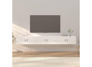 8720845898601 - Bonnevie - TV-Wandschränke 3 Stk TV-Schrank Hochglanz-Weiß 100x345x40 cm vidaXL