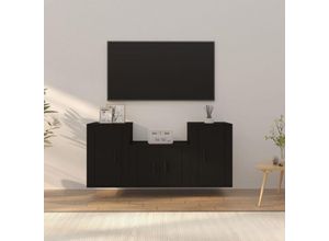 8720845898670 - 3-tlg TV-Schrank-Set，TV-Möbel，TV-Möbel Schwarz Holzwerkstoff vidaXL