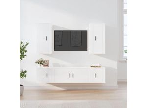 8720845901646 - Bonnevie - 5-tlg TV-Schrank-SetTV-MöbelTV-Möbel Hochglanz-Weiß Holzwerkstoff vidaXL